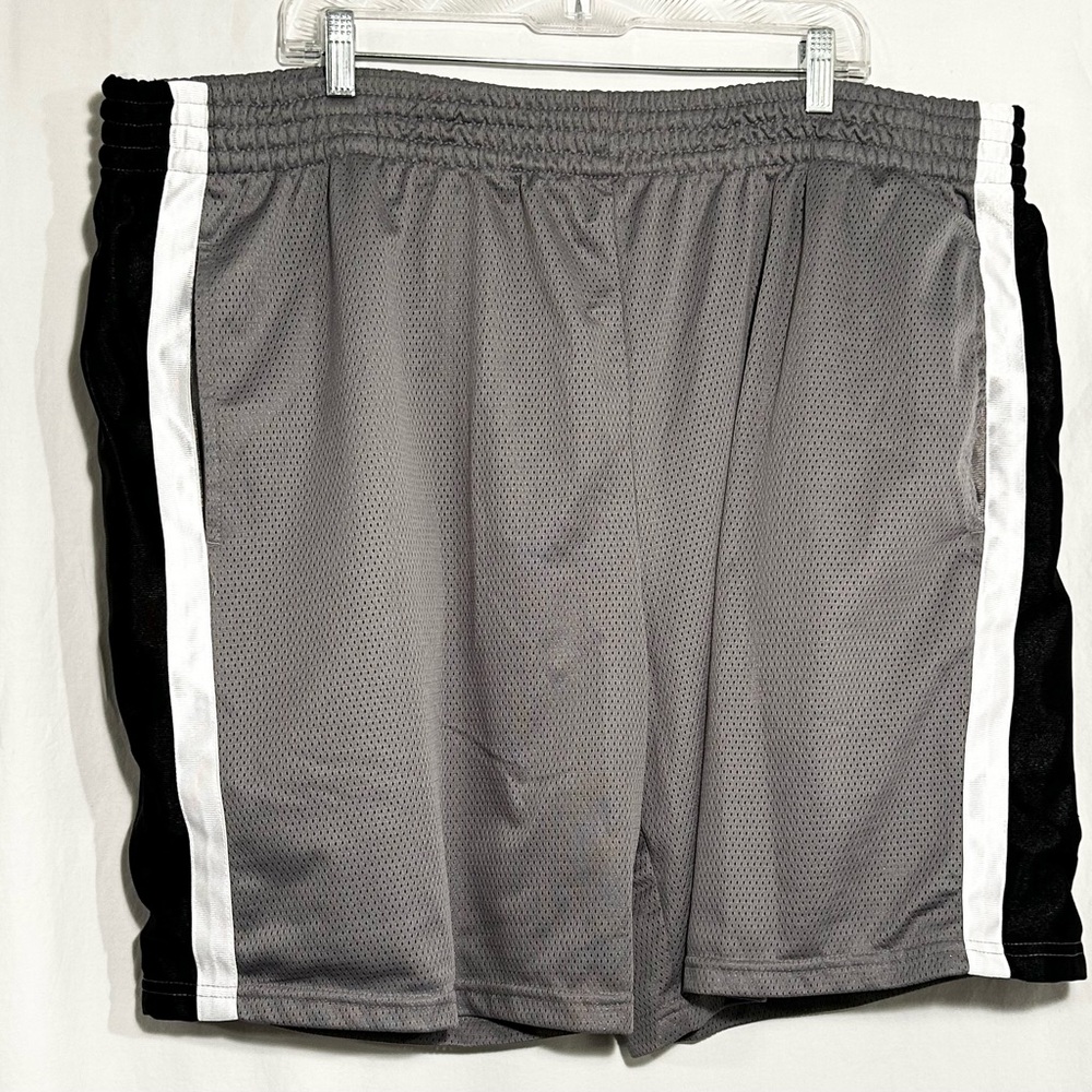 MENS 2XL XXL ELASTIC WAIST DRAWSTRING GRAY BLACK 2 POCKET ATHLETIC WORKS SHORTS